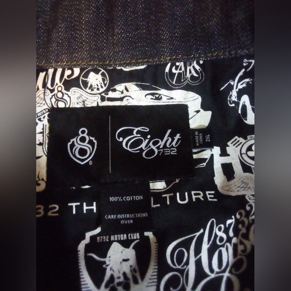 8732 Motor Club (Young Jeezy) Raw Denim Embroidered Hip Hop Jacket Men 2XL Blue - Picture 7 of 16